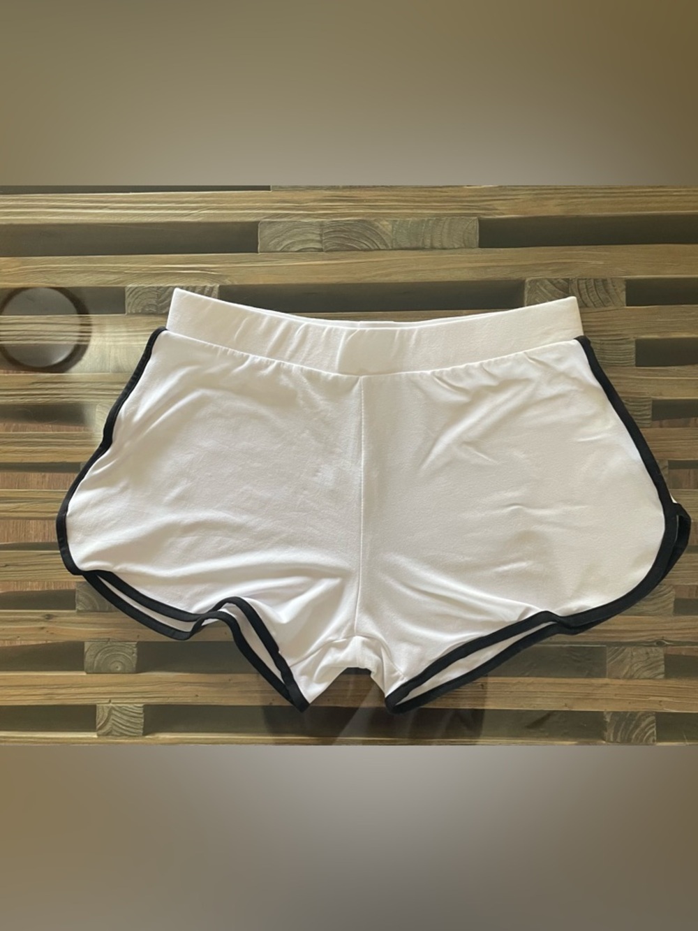 Aq-Sport White Active Shorts with Black Trim